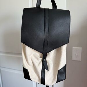 Deux Lux Canvas & Vegan Leather Backpack – Cream & Black